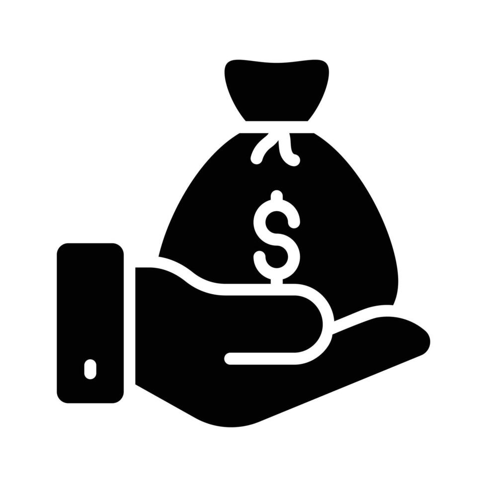 A hand holding a bag of money, symbolizing financial reward vector