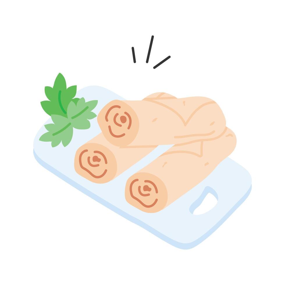 Fresh spring rolls, filled with veggie vector