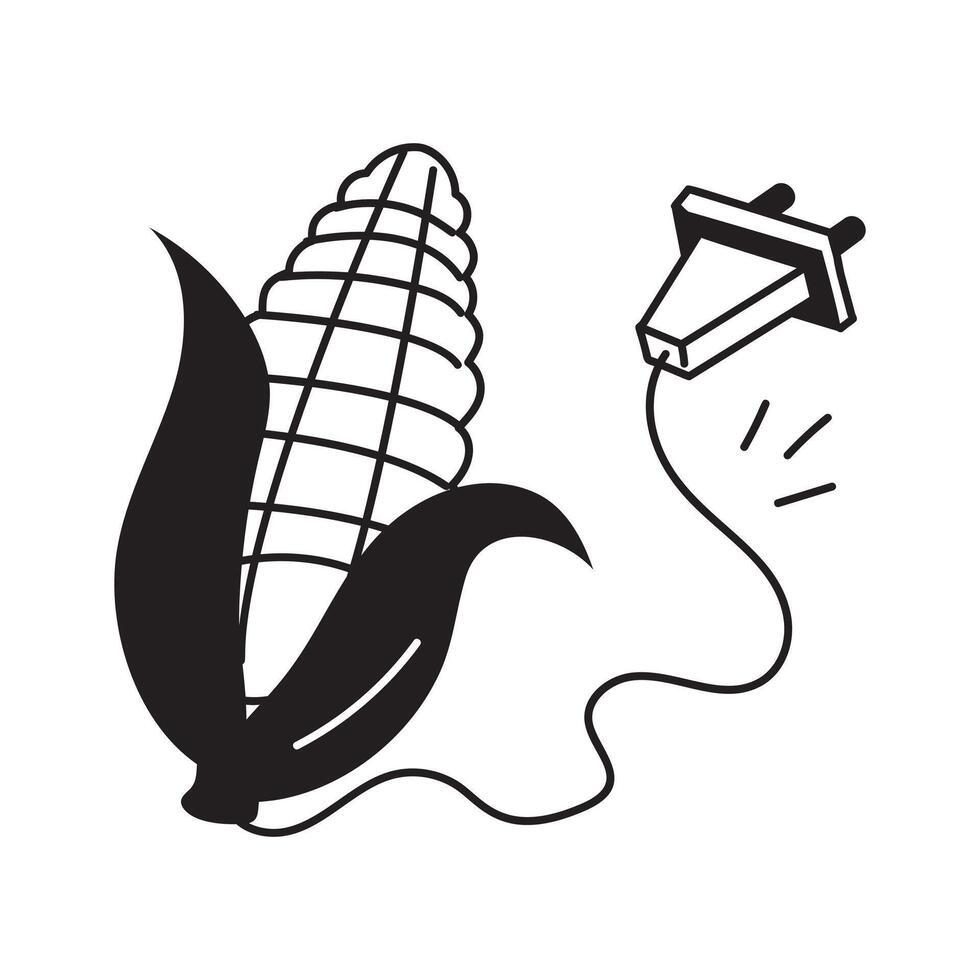 Corn with plug, concept icon of bio energy in modern style vector