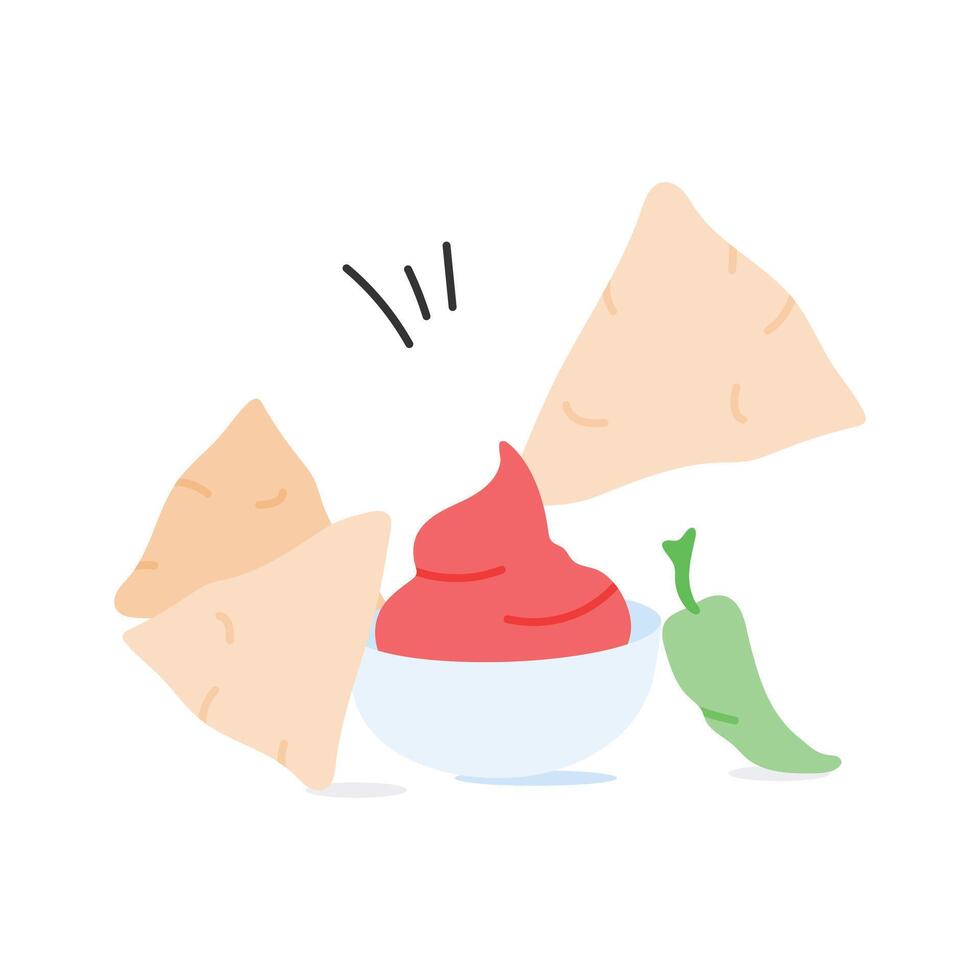 Crunchy nachos topped with cheese, salsa, and guacamole vector