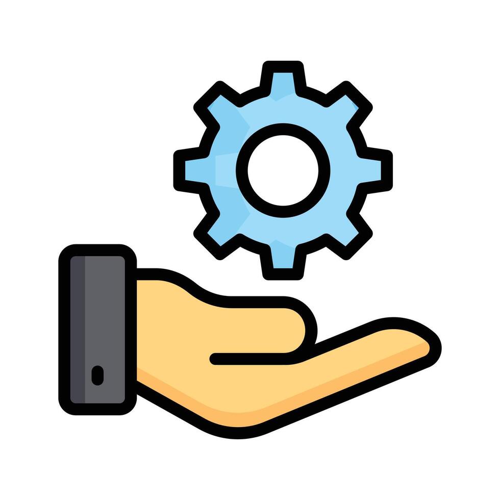 Hand holding a gear, symbolizing technical assistance vector