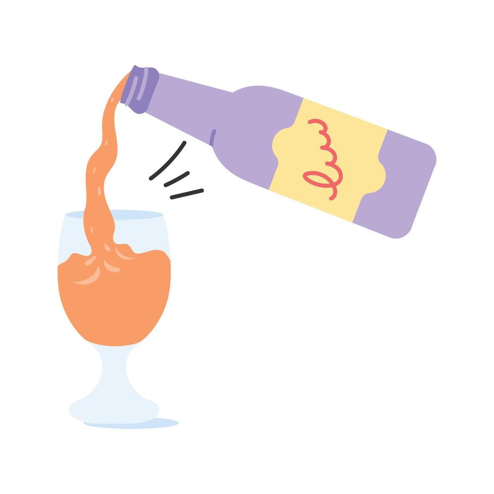 Glass of refreshing beer with bottle, ready to use icon vector