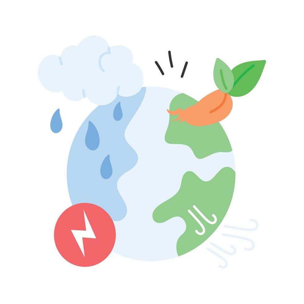 Earth with raindrop, symbolizing climate changes and the water cycle vector