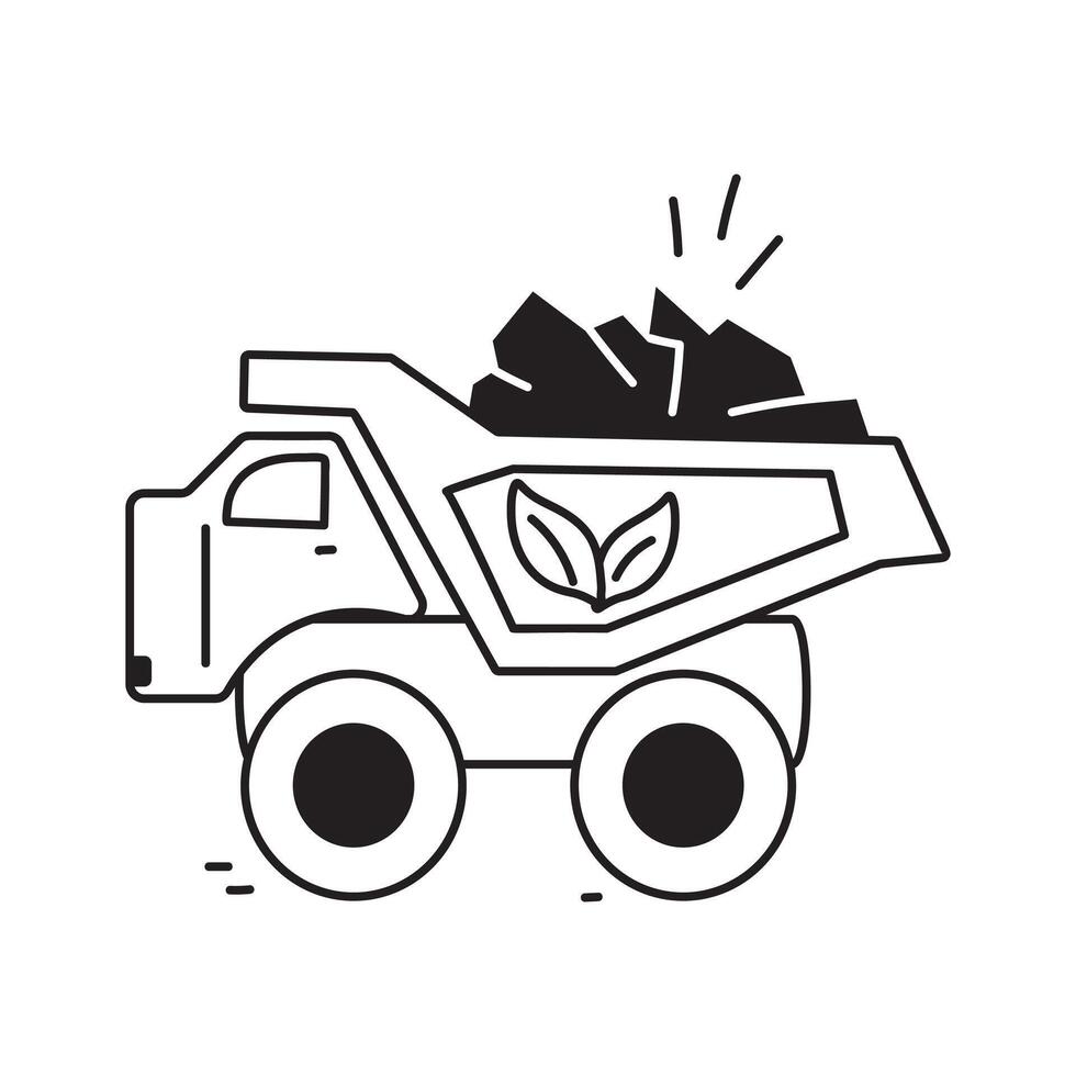 Truck carrying coal, representing the environmental impact of mining vector