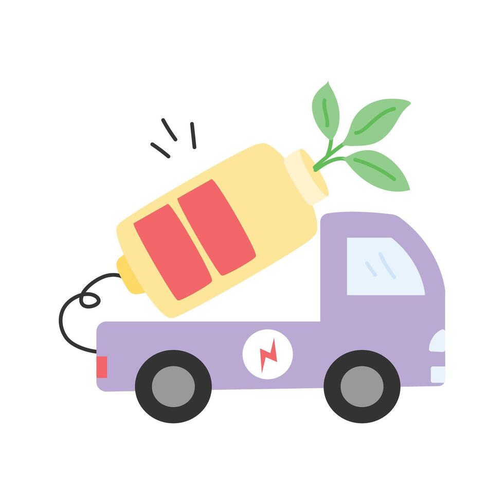 Get this trendy icon of electric car in doodle style vector