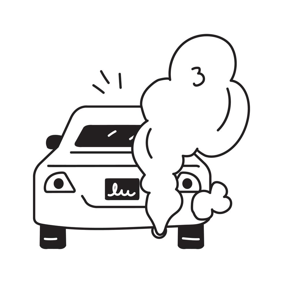Car emitting smoke, illustrating vehicle related air pollution design vector