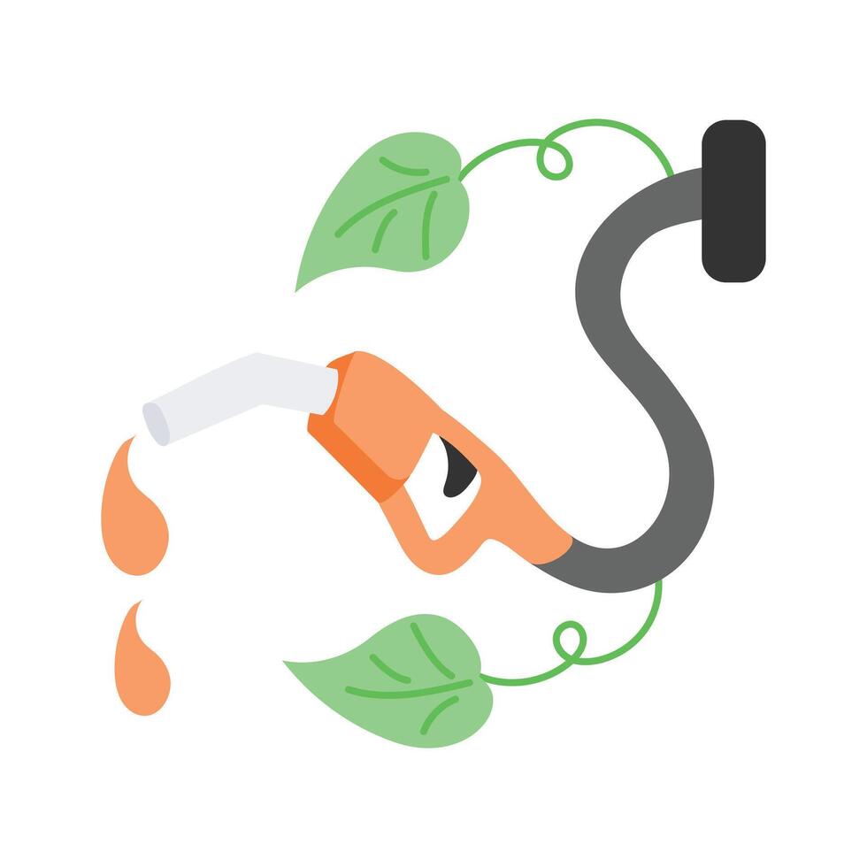 Fuel pump with leaf, symbolizing plant based biofuel vector