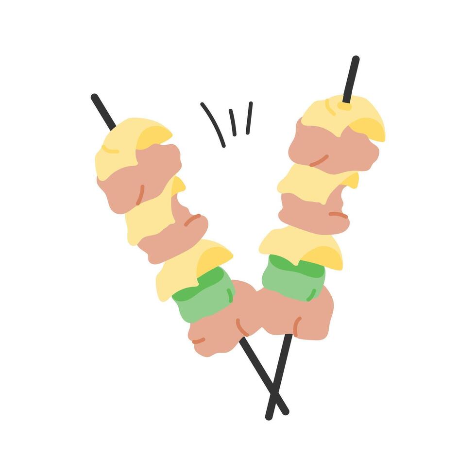 Tasty meat skewers, perfect for grilling or barbecues vector