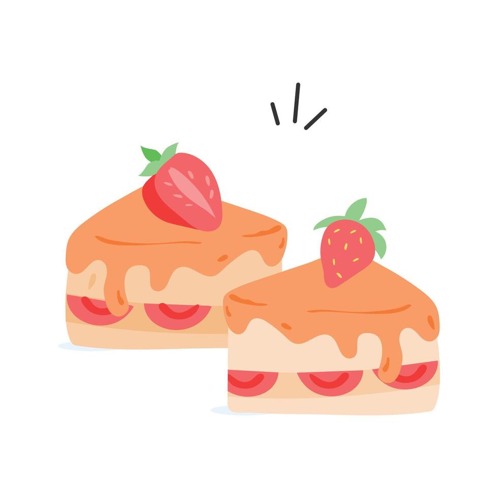 Dessert, sweet, bakery, delicious slice of cake design vector