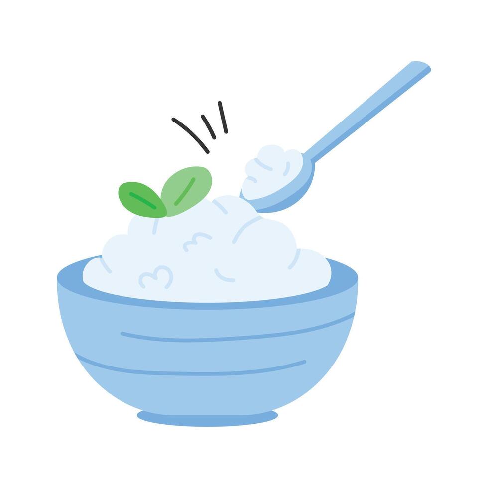 Chinese rice in a bowl with chopsticks, editable icon of rice bowl vector