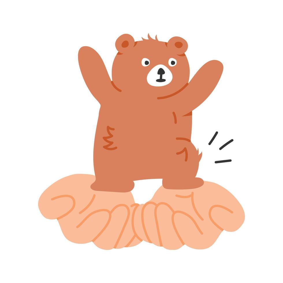 Bear on a rock, symbolizing animal protection and conservation vector