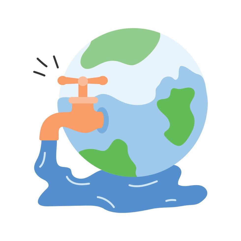 Globe with faucet symbolizing the importance of conserving water vector