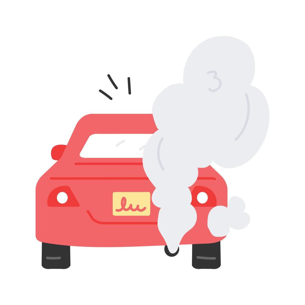Car emitting smoke, illustrating vehicle related air pollution design vector