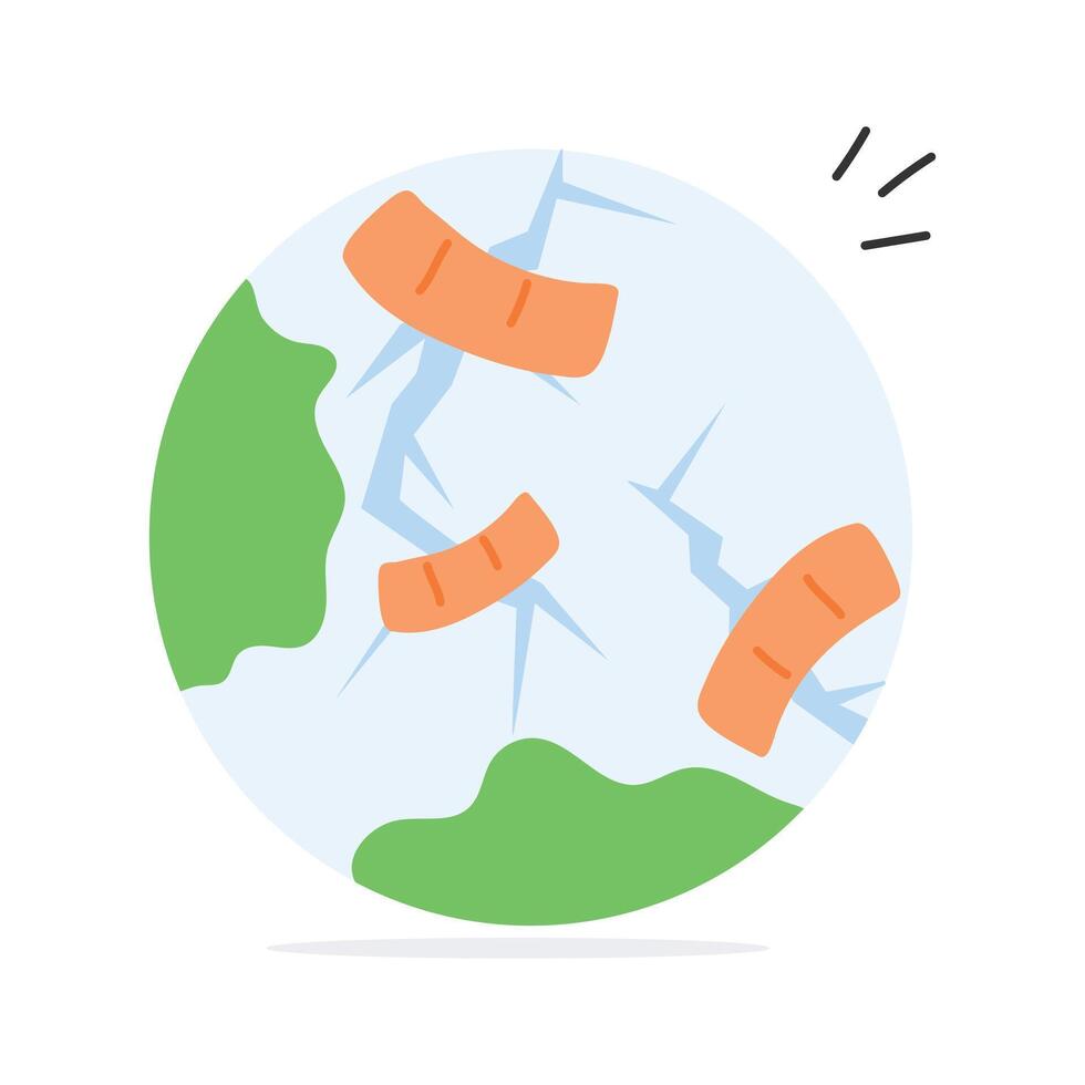 Trendy hand drawn doodle icon of damage earth in trendy style vector