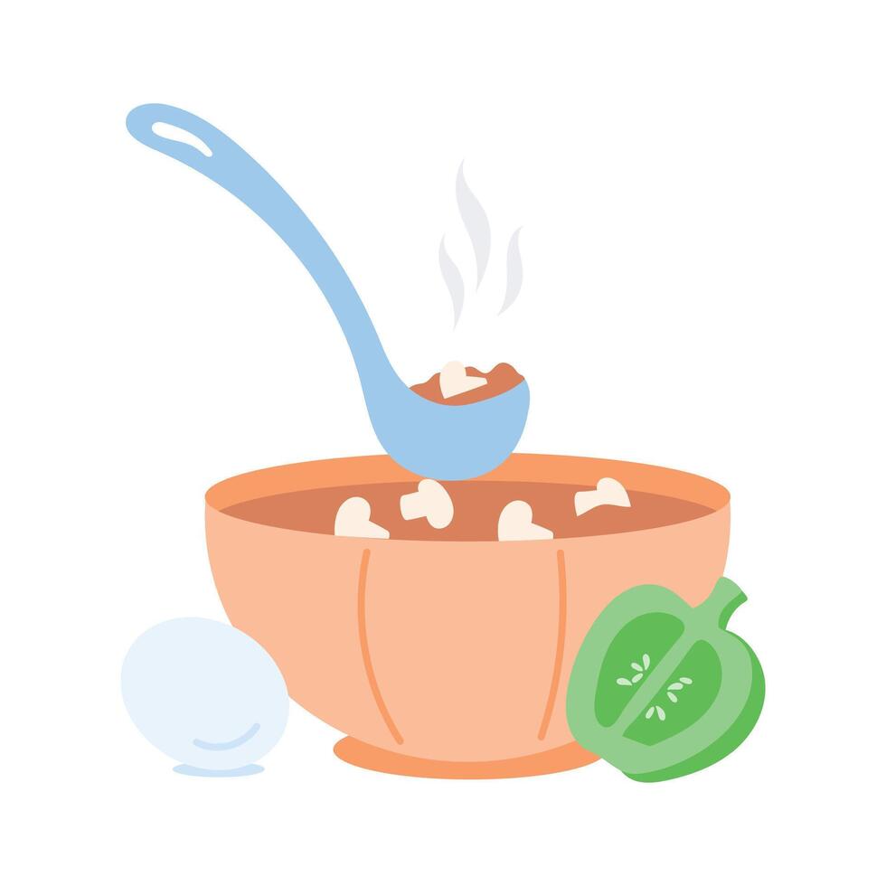 Comfort food, winter food, warm soup in a bowl design vector