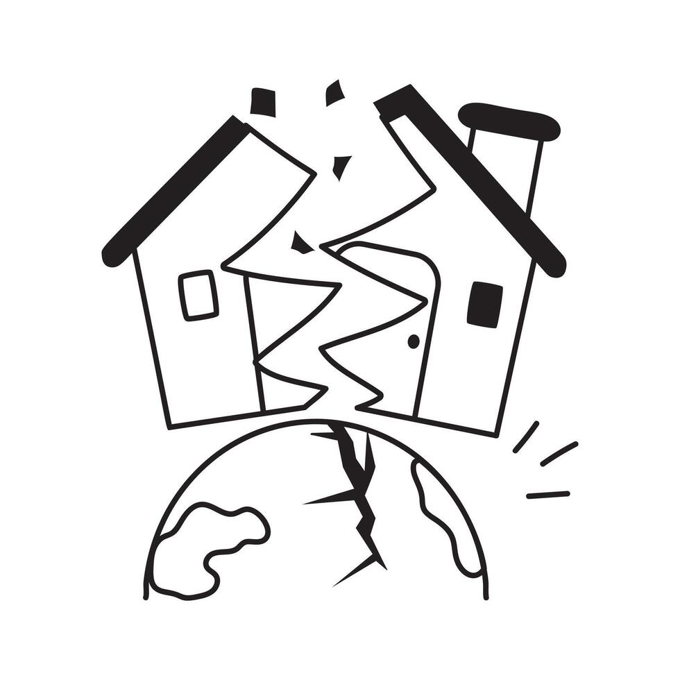 Damaged house due to natural disaster effects on Earth vector