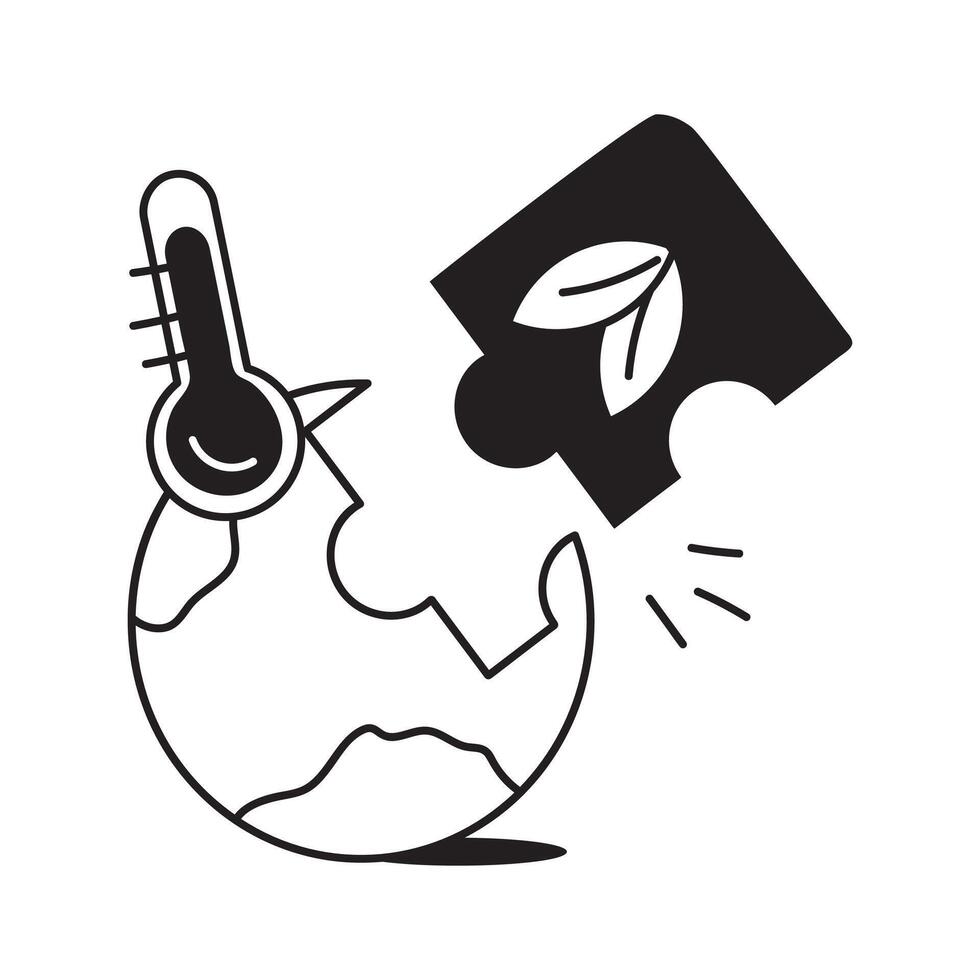 Illustration of Earth with a rising temperature icon vector