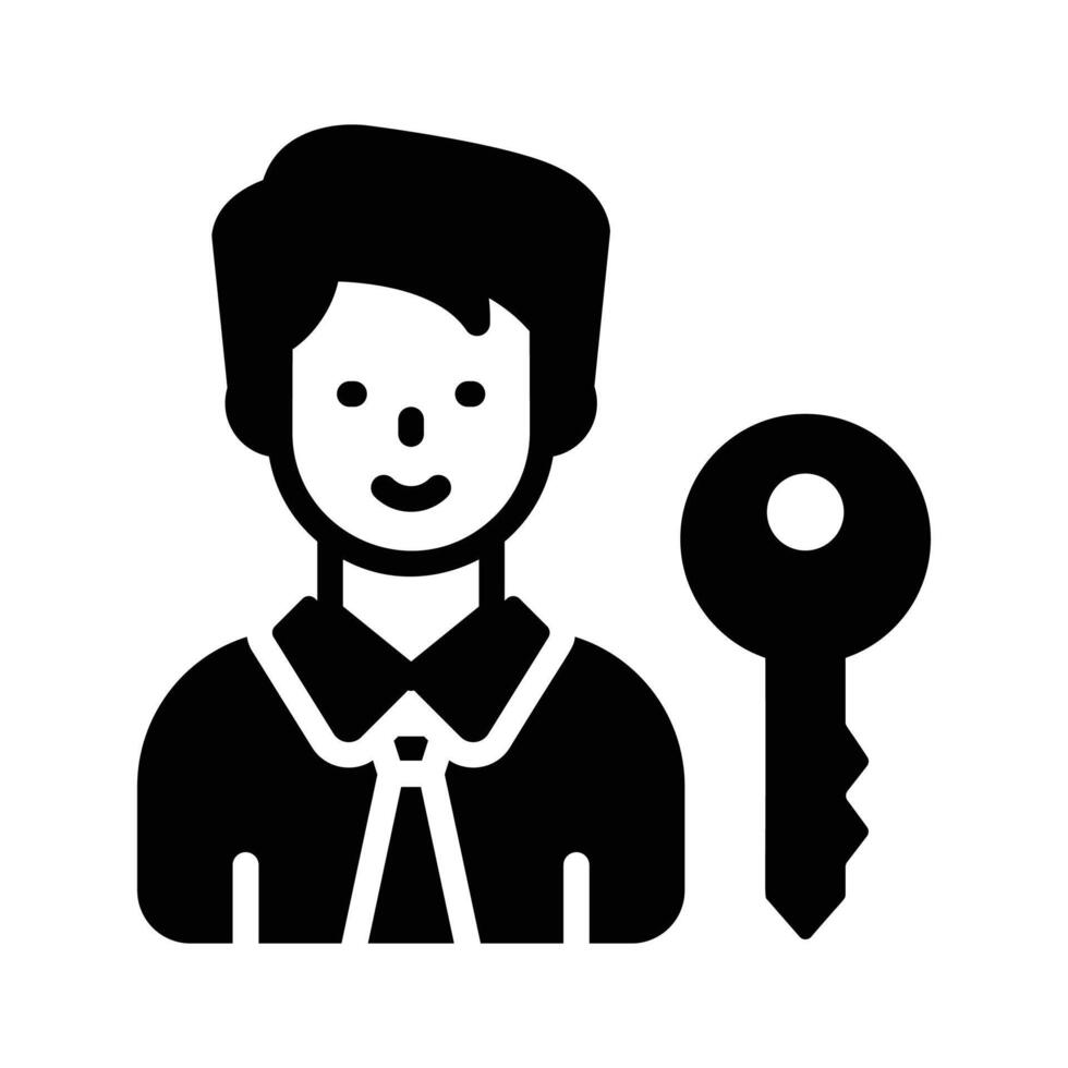 Key icon with person, representing access or permissions vector