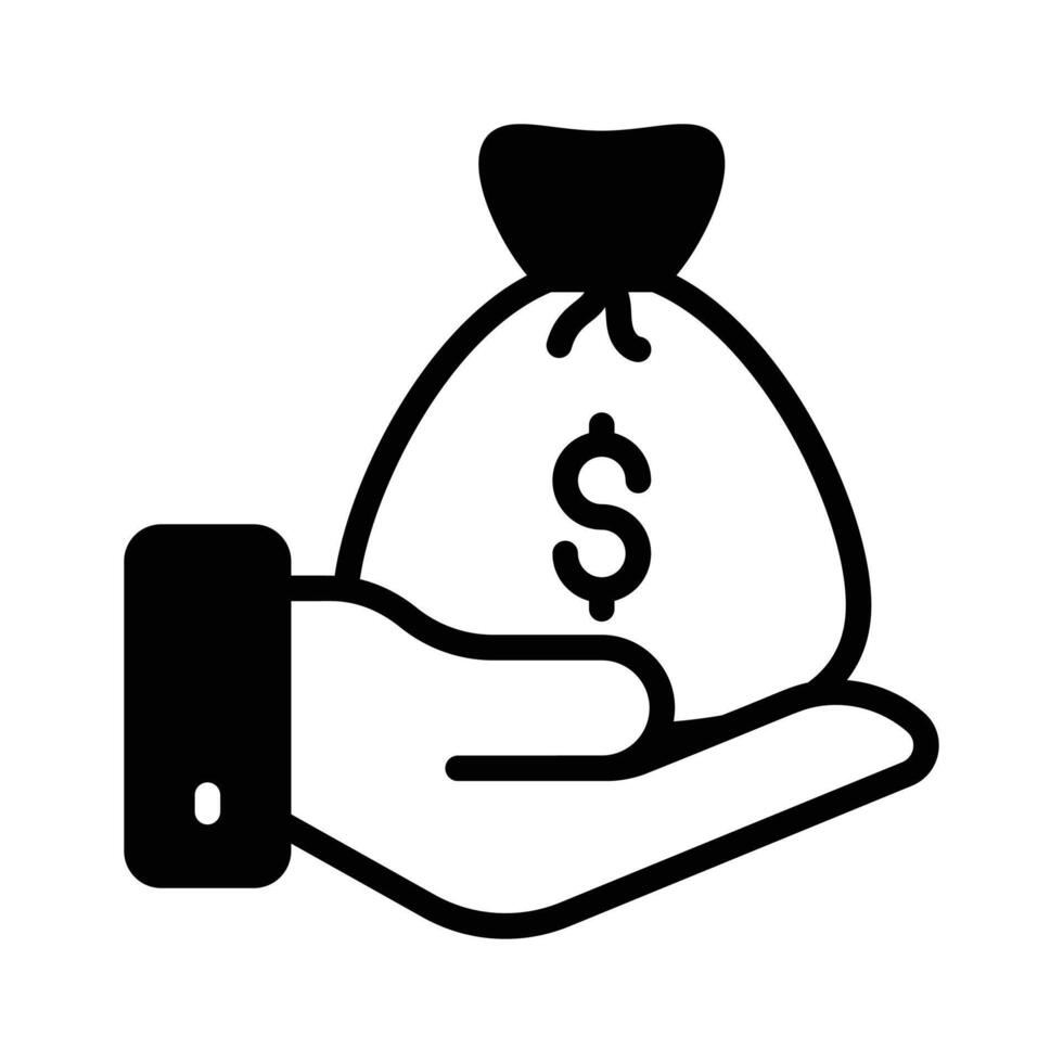 A hand holding a bag of money, symbolizing financial reward vector
