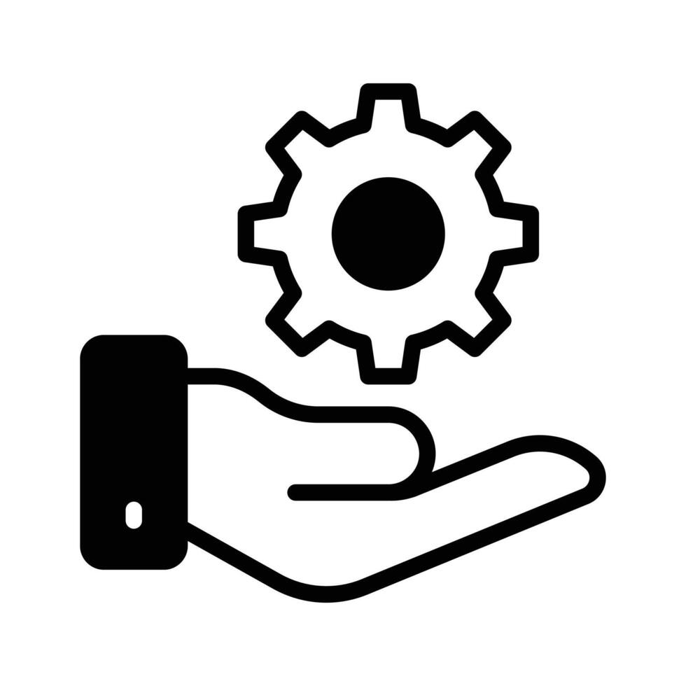 Hand holding a gear, symbolizing technical assistance vector