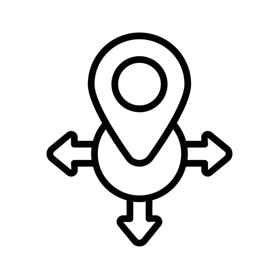 Location icon with arrows, symbolizing direction and navigation vector