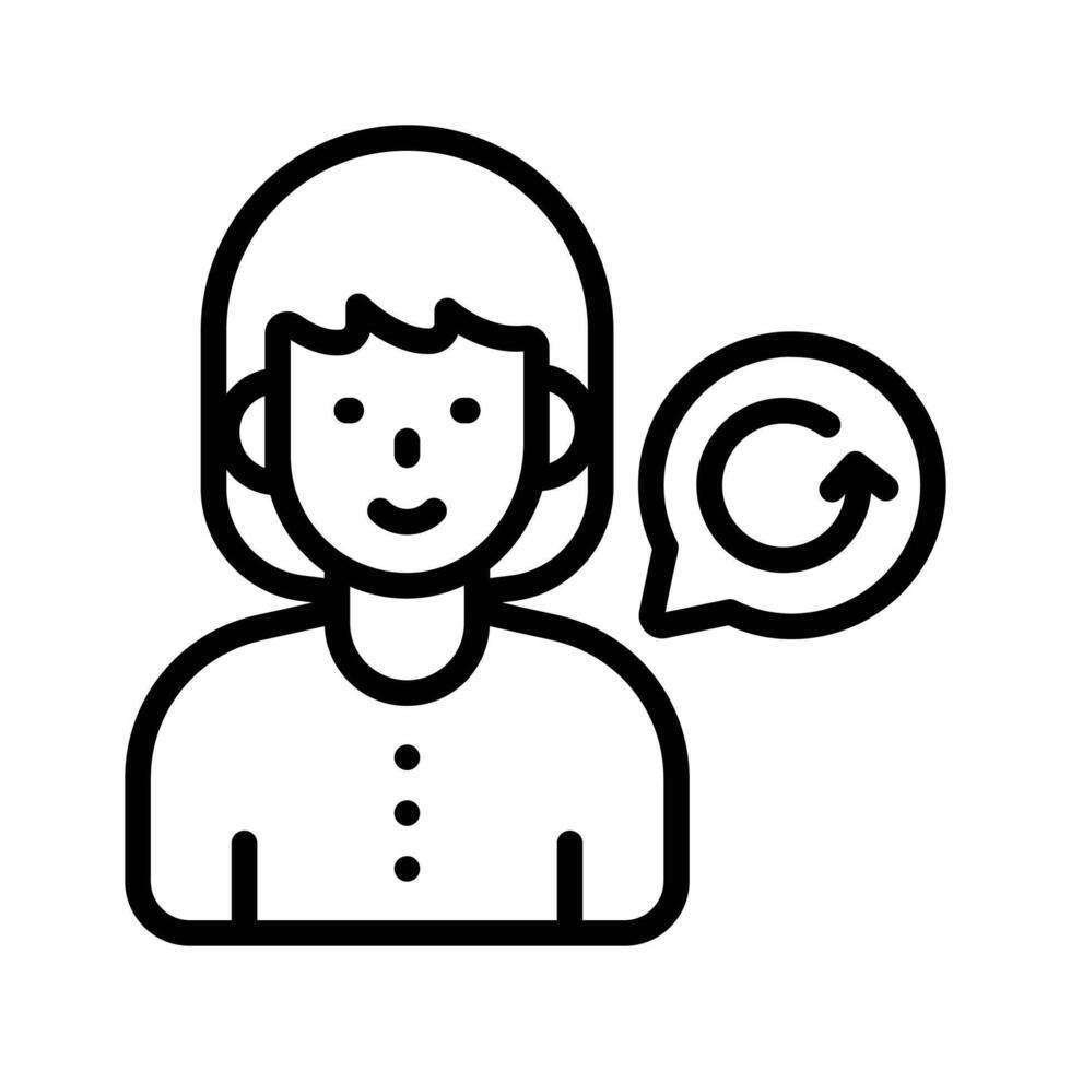 Woman with refresh icon, symbolizing customer service and support vector