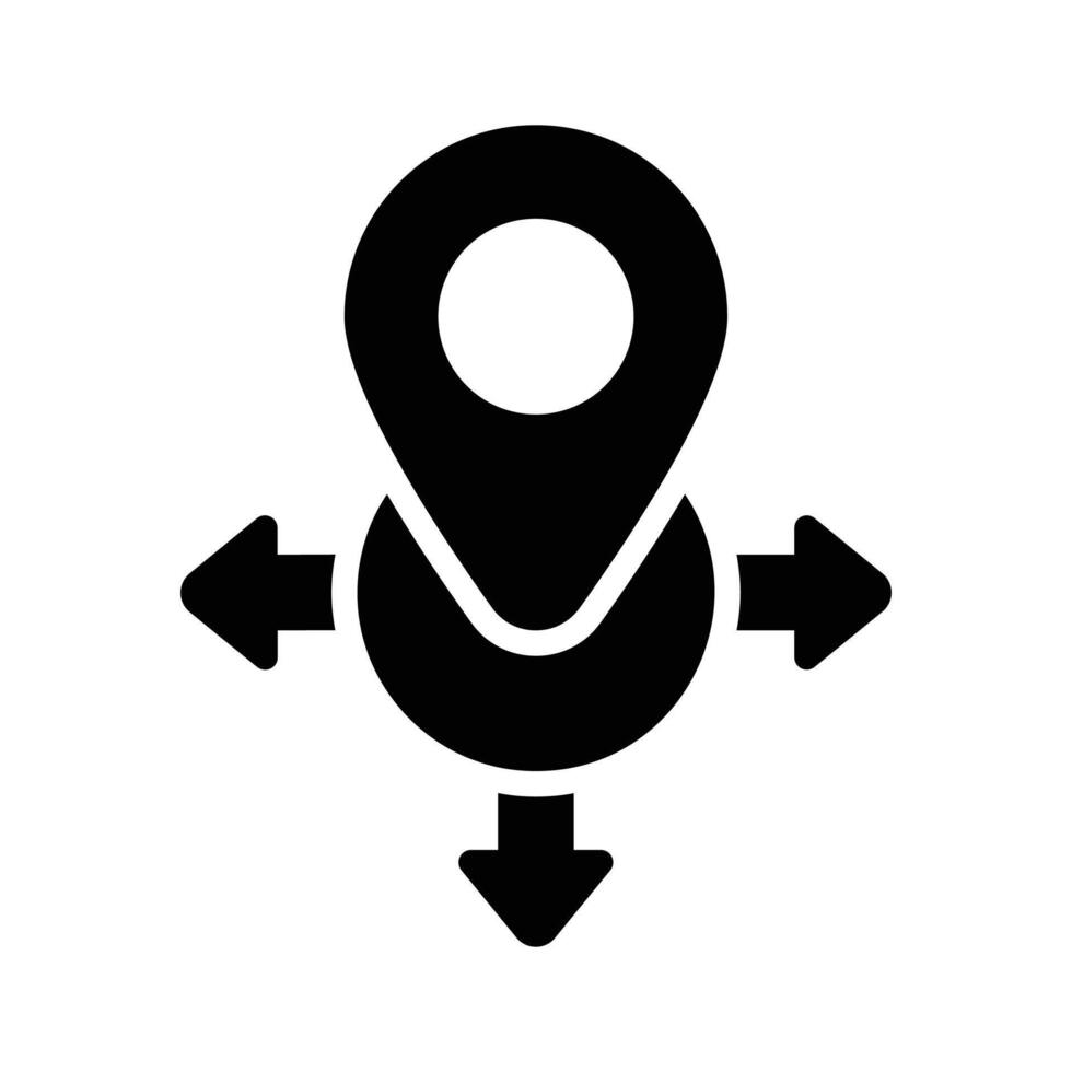 Location icon with arrows, symbolizing direction and navigation vector