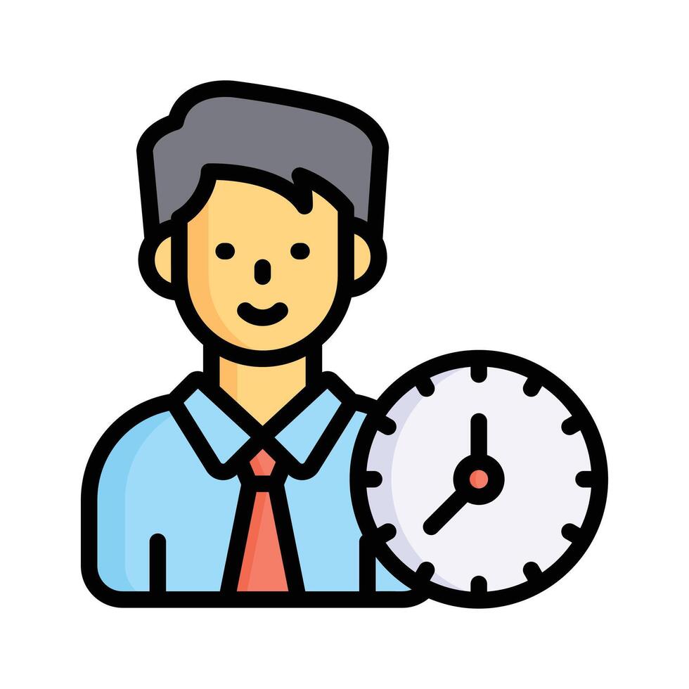 Clock with person concept icon of punctuality vector