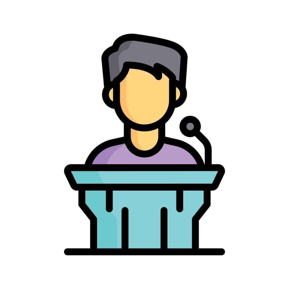 Person at a podium, symbolizing delivering a presentation or speech vector