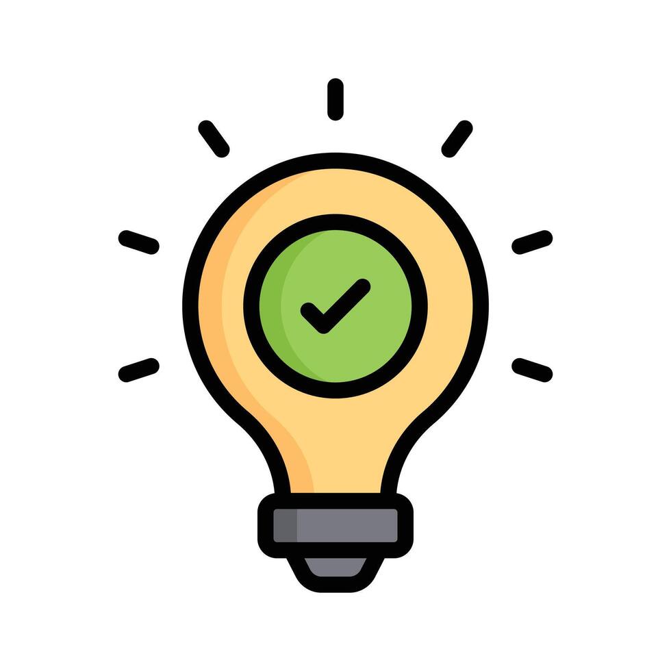 Lightbulb with a check mark, indicating an approved idea vector