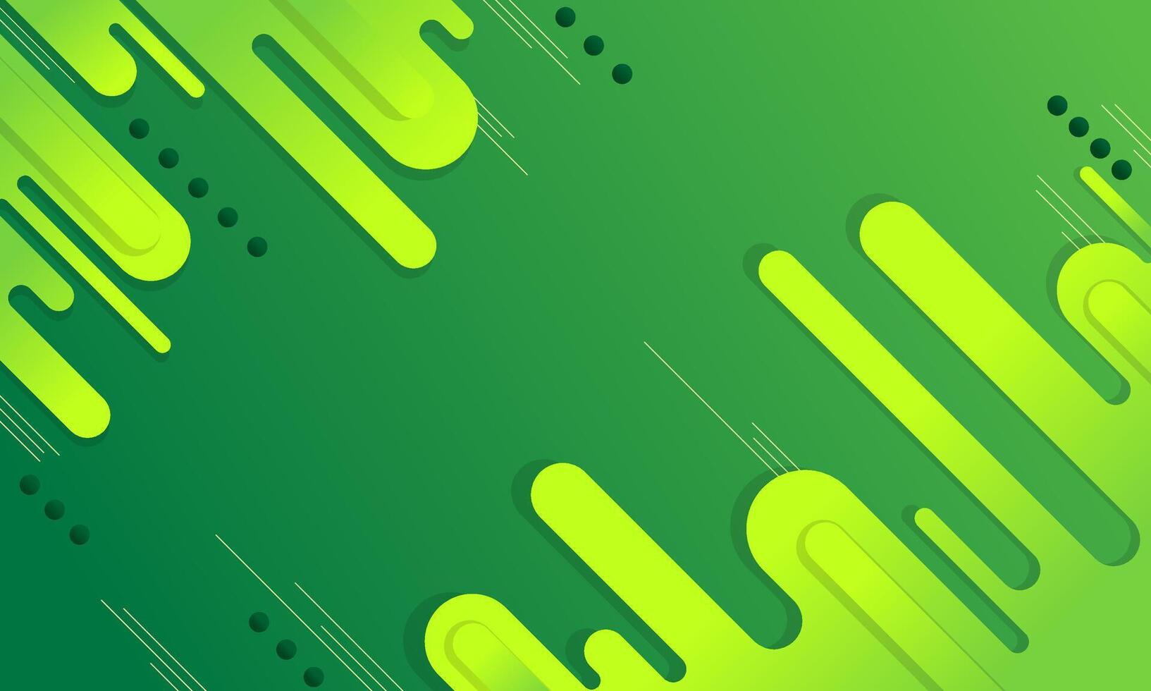 Green and Yellow Abstract Geometric Background with Rounded Shapes and Lines vector