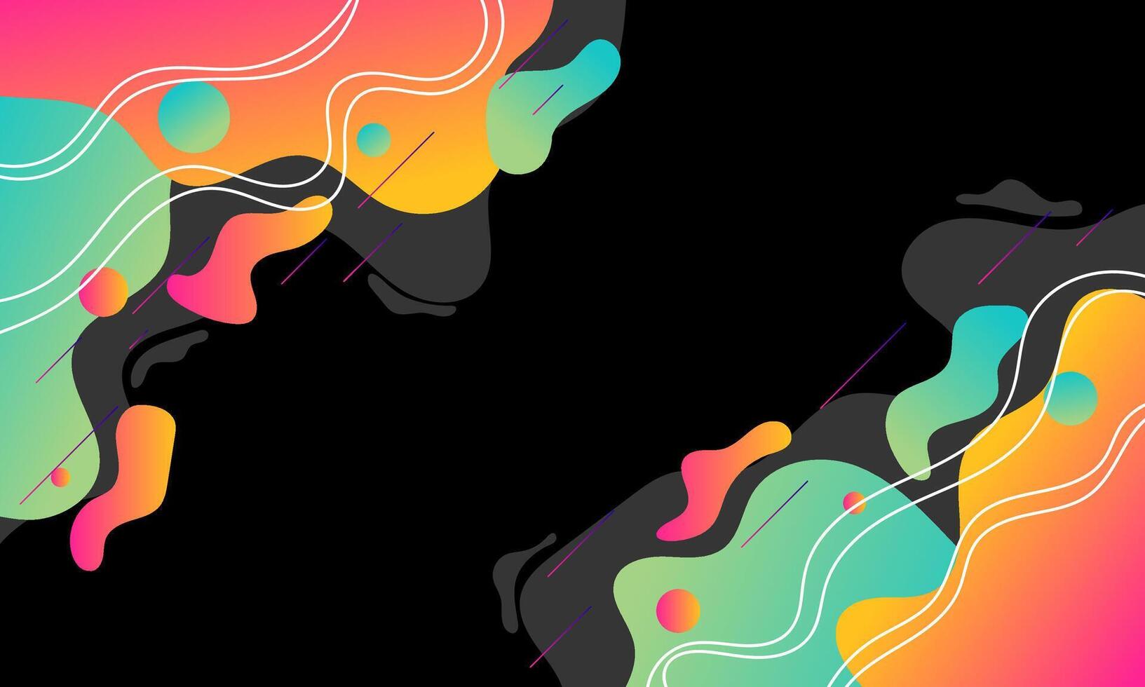 Abstract Colorful Shapes and Lines on a Black Background vector