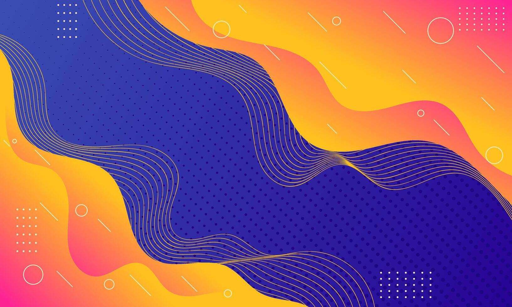 Abstract Background with Yellow, Orange, and Blue Color Gradient, Geometric Shapes, and Lines vector