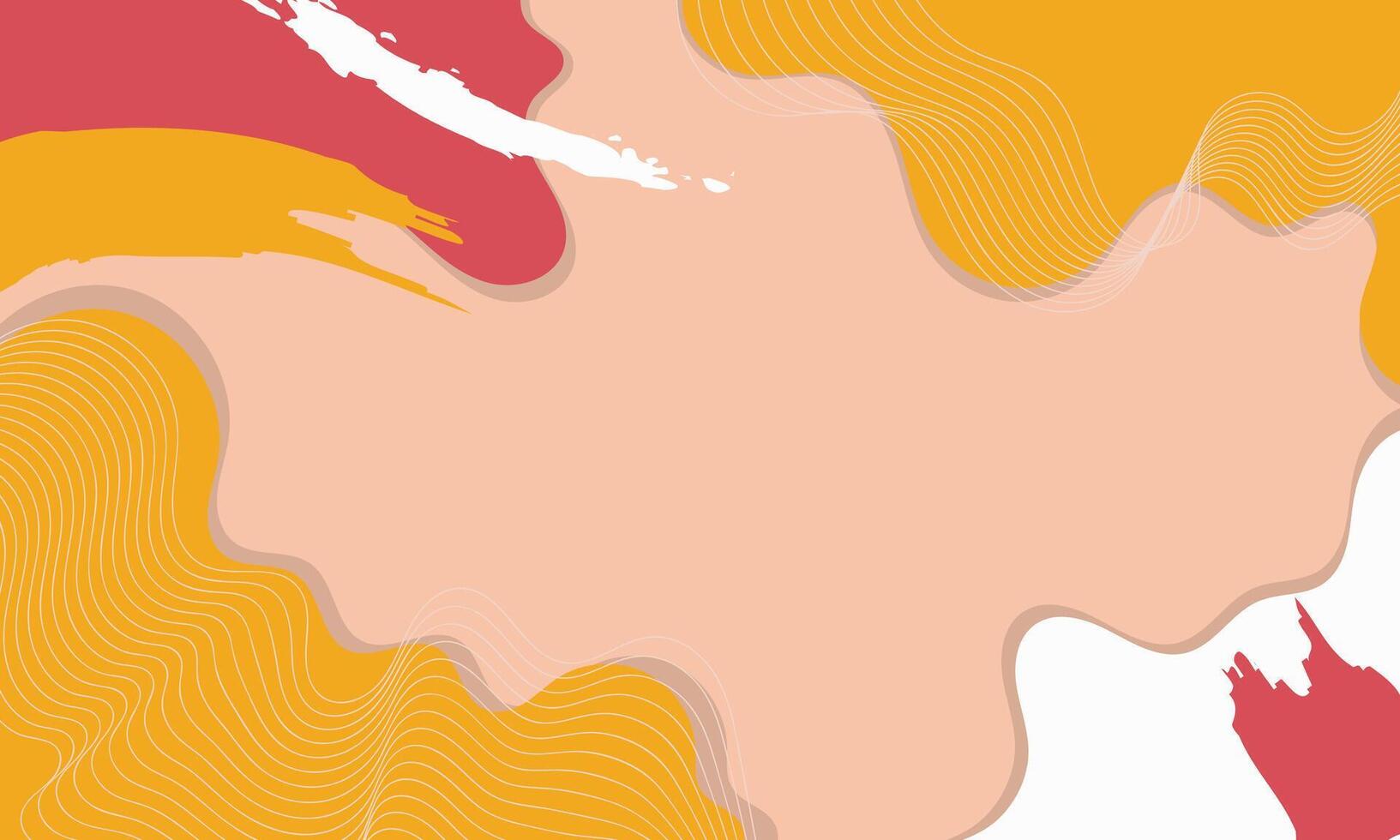 Abstract Background with Red, Yellow, and Peach Shapes and White Lines vector