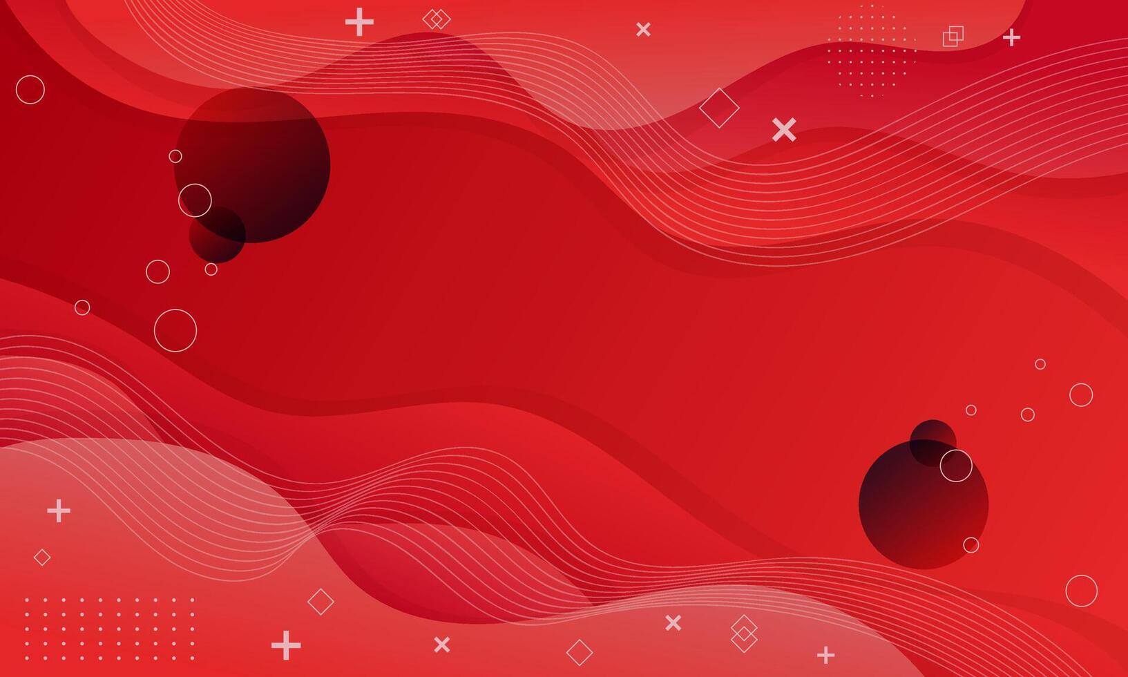 Red Abstract Background with Wavy Lines and Geometric Shapes vector