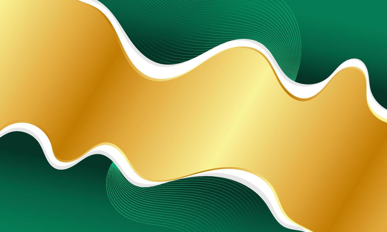 Abstract Background with Wavy Golden and Green Shapes vector