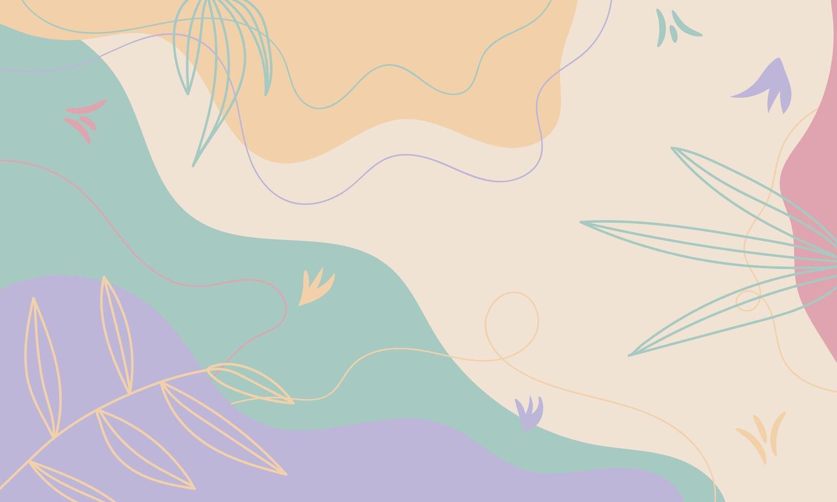 Abstract Pastel Background with Floral and Line Elements vector