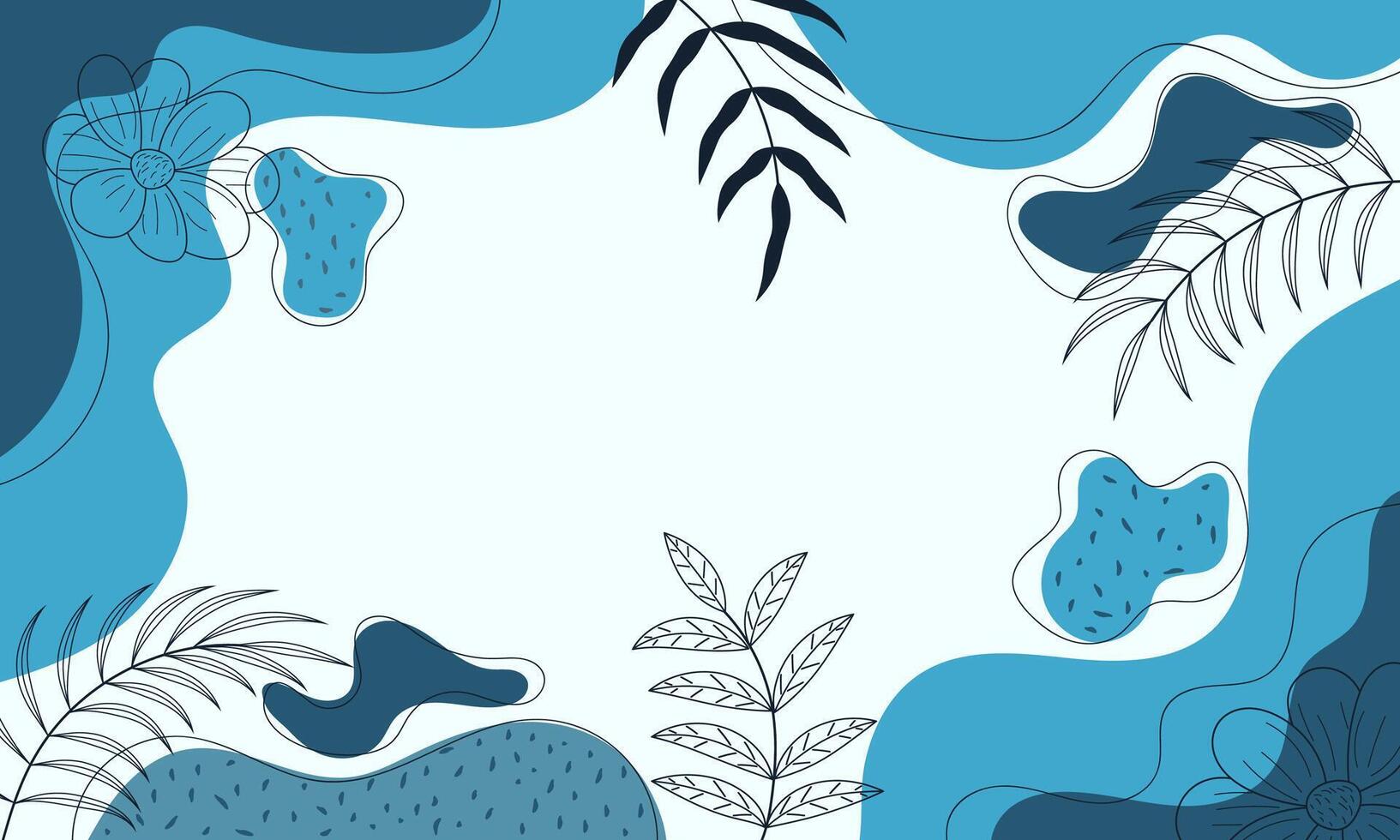 Abstract Blue Floral and Plant Design with White Background vector
