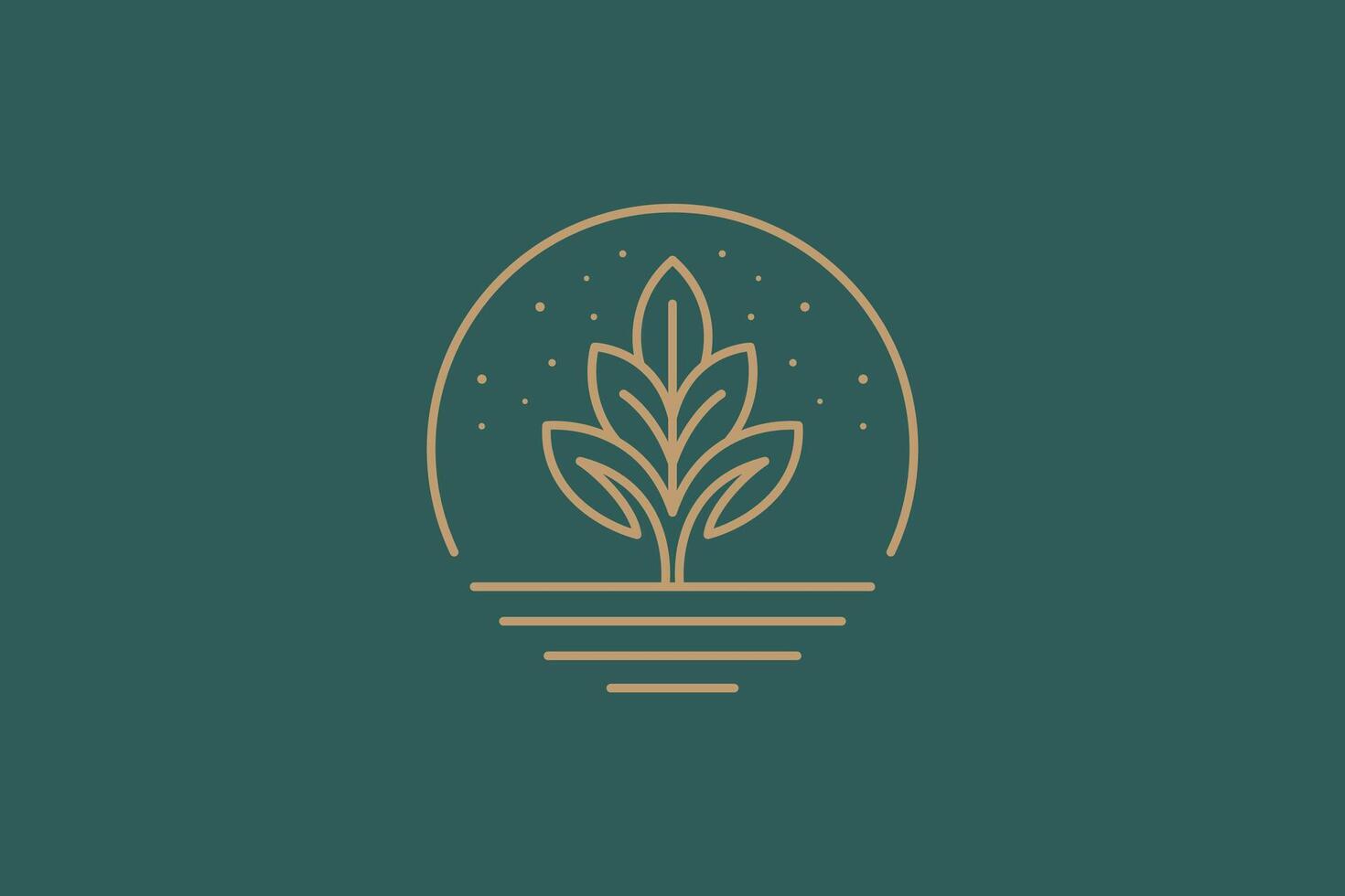 Botanical Plant Logo with Circular Design Elements Elegance Concept vector