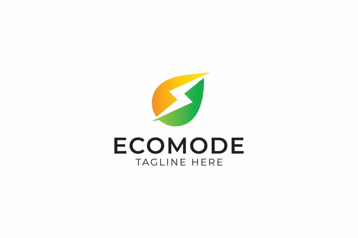 Eco Friendly Energy Mode Logo with Leaf and Lightning Bolt vector