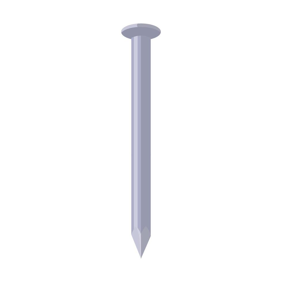 Single metal nail, nail illustration, carpenter tool Isolated on a white background vector