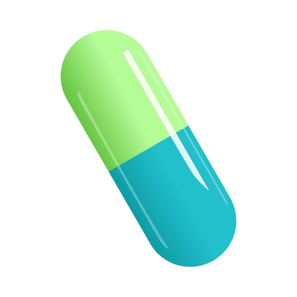 Illustration of a medicinal capsule, medicine pill. Isolated on a white background vector