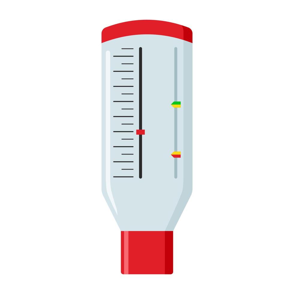 Peak flow meter device that measures the amount of air a person can forcefully blow out of their lungs, illustration, isolated on white background, medical equipment vector