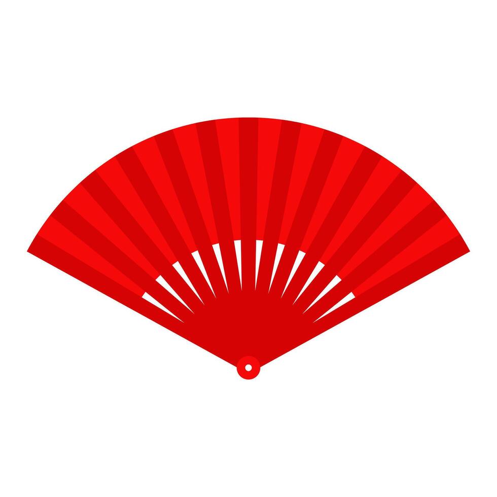 Red Chinese hand fan isolated on white background. Folding fan. Illustration. Chinese new year vector