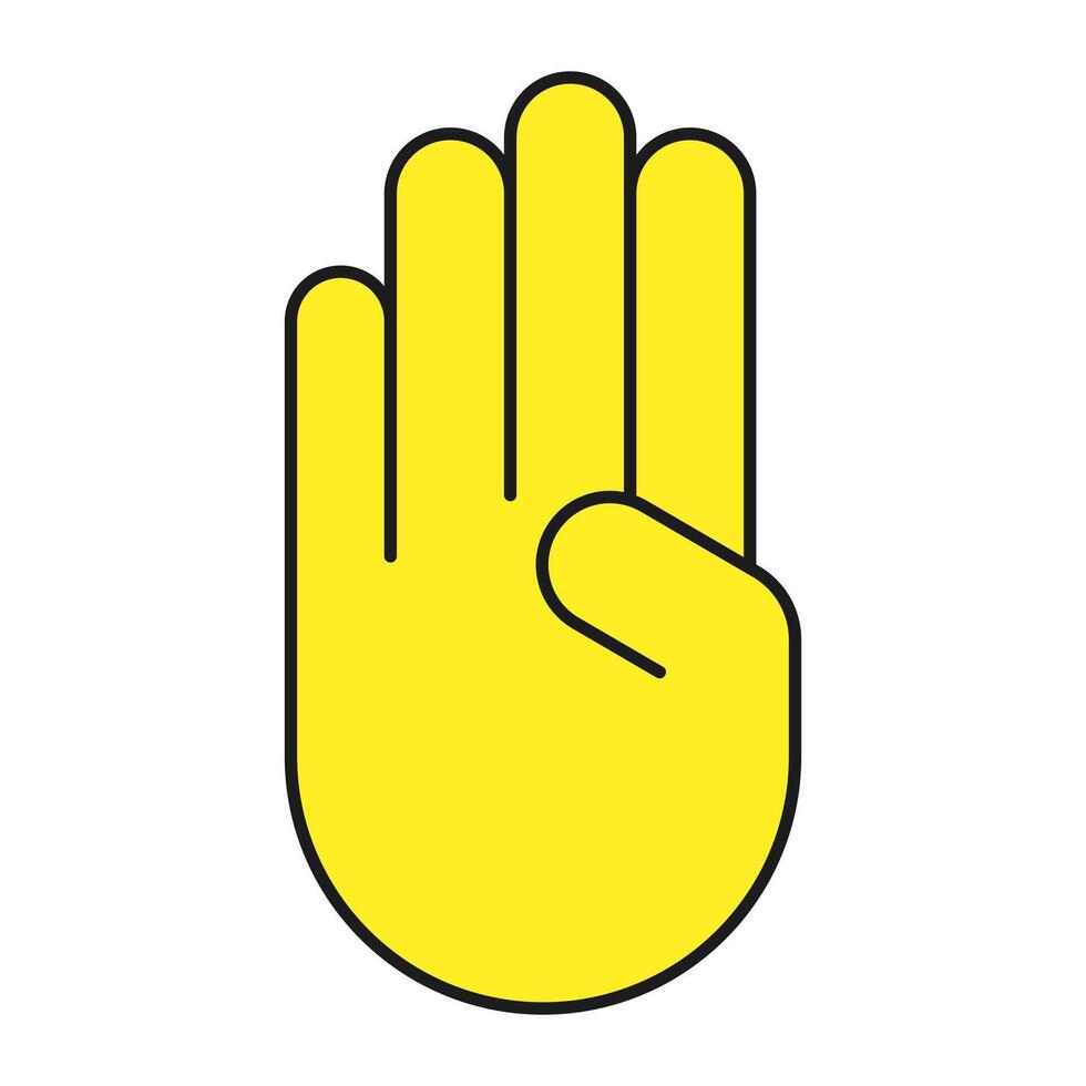 Human emoji showing four fingers, isolated on a white background. Illustration vector