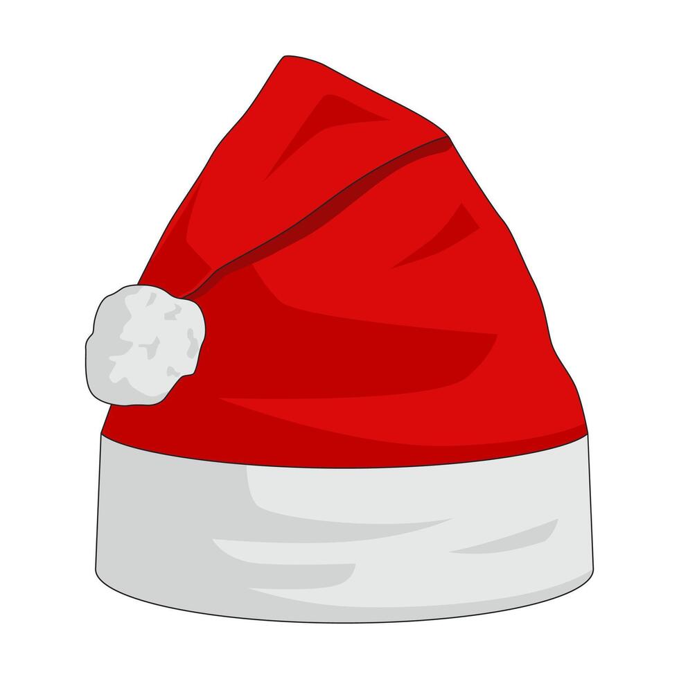 Santa Claus red hat. Illustration, isolated on a white backgrounnd. Christmas hat vector