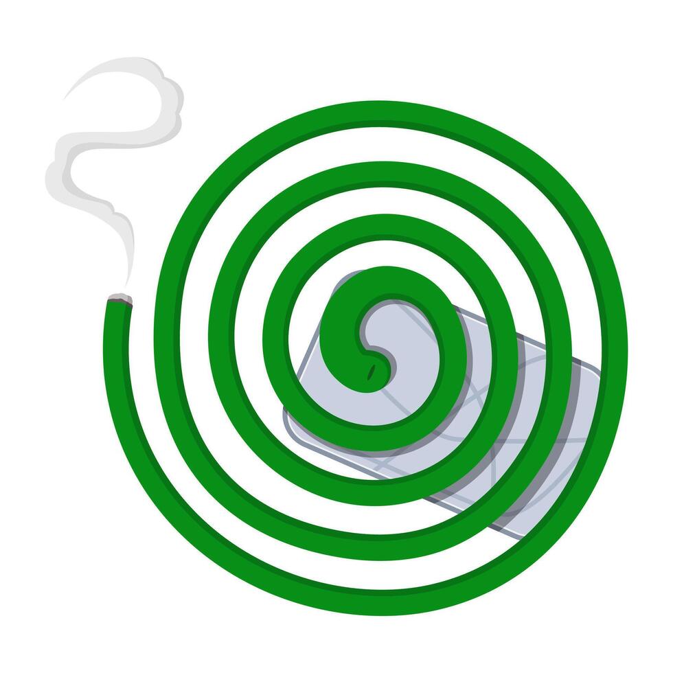 Burning mosquito coil with smoke. Illustration. Isolated on a white background vector