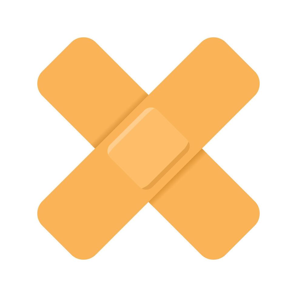 Illustration of two medical patches crossing each other, medical bandages, plasters. Closeup. Realistic style design vector