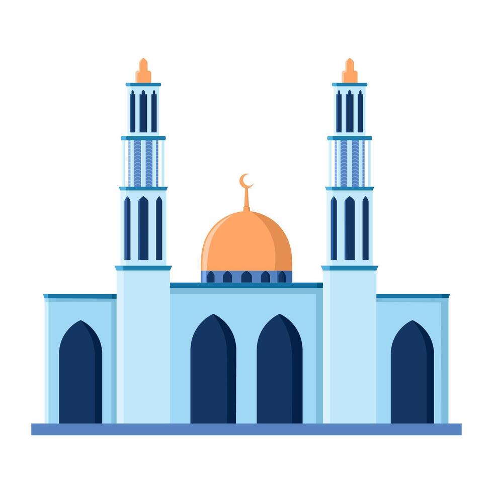 The building of the Islamic mosque isolated on a white background. Illustration vector