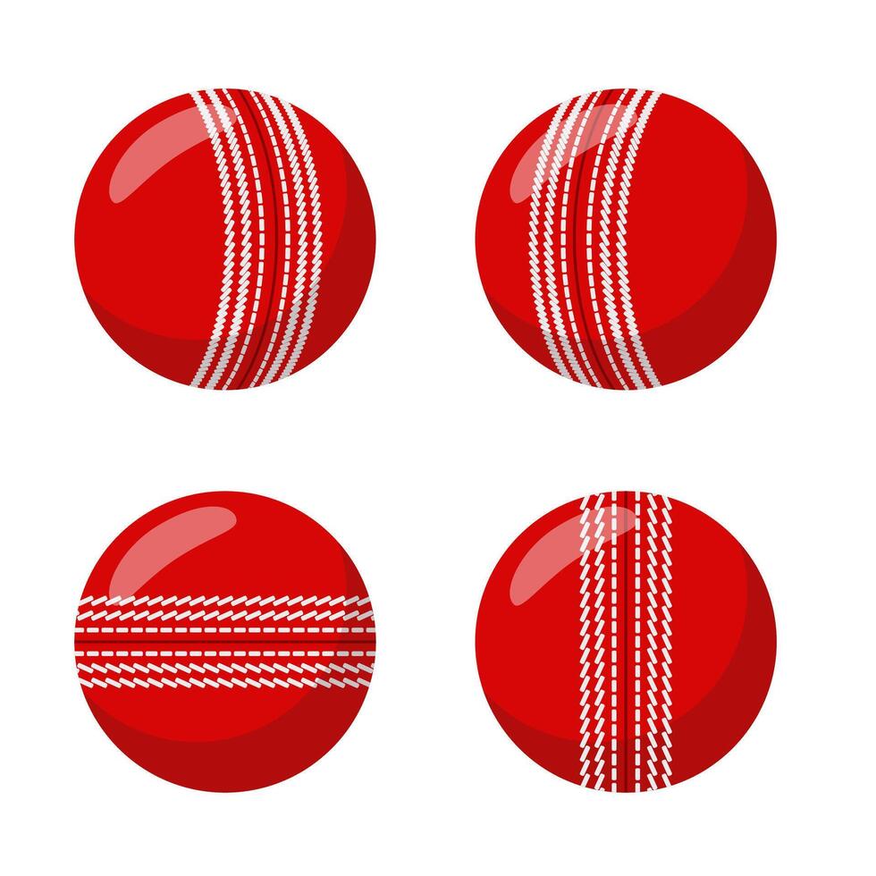 Four cricket balls from different views, isolated on a white background vector